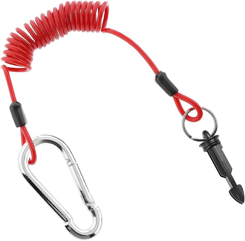 SWPHRT 4FT Trailer Breakaway Cable, Stainless Steel High Rebound RV Spring Towing Coiled Wire Safety Lanyard with Pin, Heavy Duty Camper Emergency Break Switch Wire, Universal for RV Trailer - Image 1
